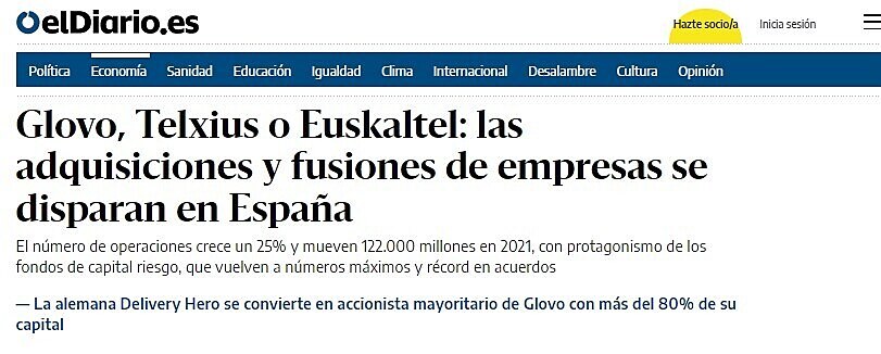 Glovo, Telxius o Euskaltel: las adquisiciones y fusiones de empresas se disparan en Espaa